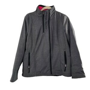 Calvin Klein Performance Jacket Womens Large Gray Ski Zip Winter Security Pocket